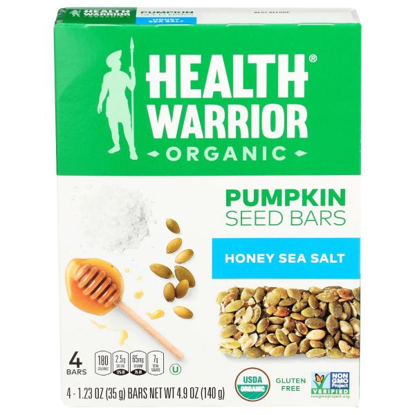 HEALTH WARRIOR: Organic Honey Sea Salt Pumpkin Seed Bars, 4.9 oz