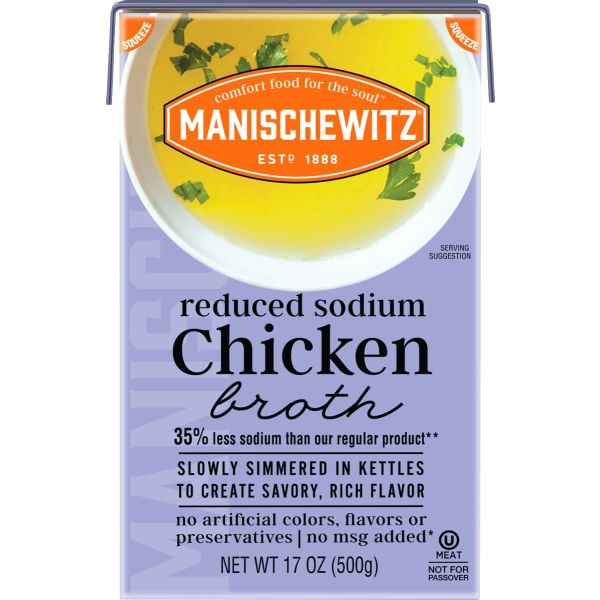 MANISCHEWITZ: Reduced Sodium Chicken Broth, 17 fo
