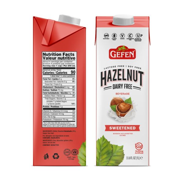 GEFEN: Sweetened Hazelnut Milk, 33.8 fo