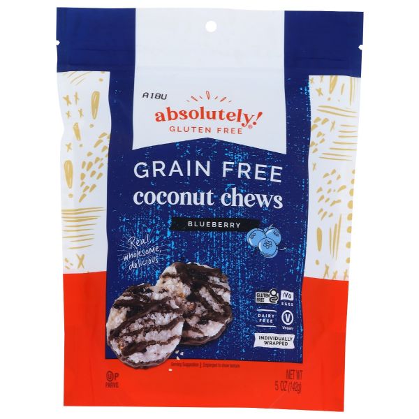 ABSOLUTELY GLUTEN FREE: Coconut Chews With Blueberry, 5 oz