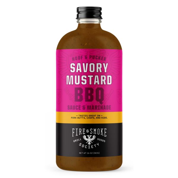 FIRE AND SMOKE: Hoof And Pucker Savory Mustard Bbq Sauce And Marinade, 16 oz