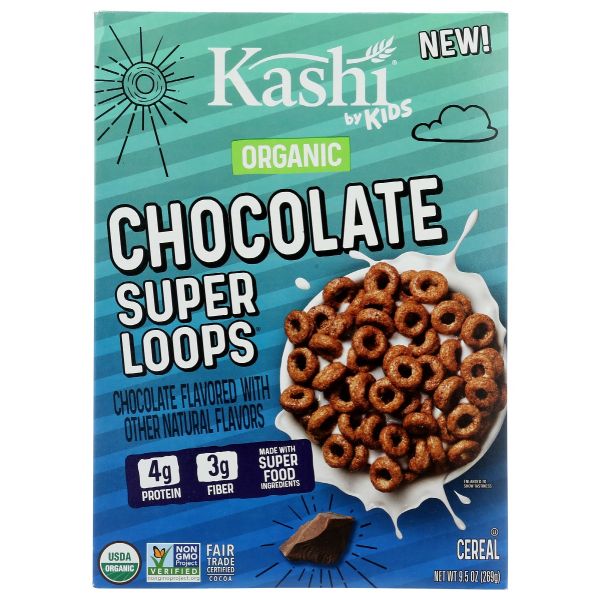 KASHI: Organic Chocolate Super Loops Kids Cereal, 9.5 oz