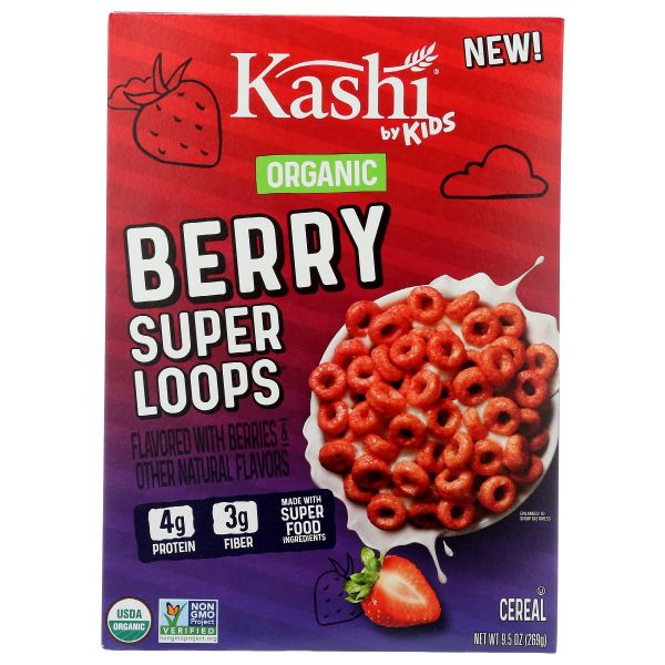 KASHI: Organic Berry Super Loops Kids Cereal, 9.5 oz