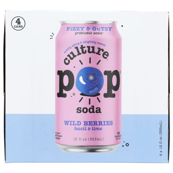 CULTURE POP: Wild Berries and Lime Soda 4Pk, 48 fo