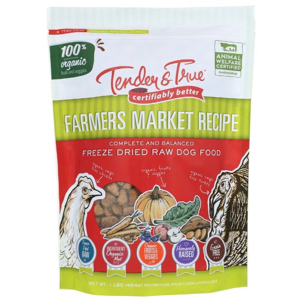 TENDER AND TRUE: Farmers Market Recipe Freeze Dried Raw Dog Food, 16 oz