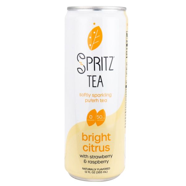 SPRITZ TEA: Bright Citrus With Strawberry And Raspberry Sparkling Pu Erh Tea, 12 fo