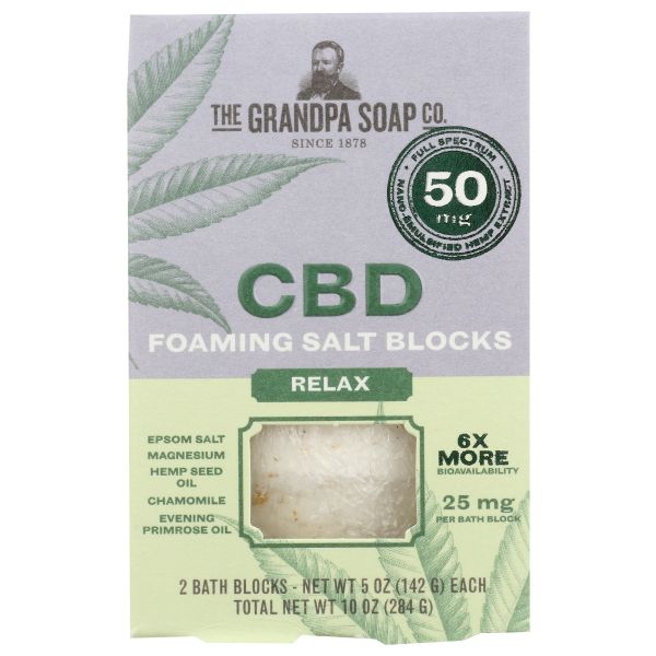 THE GRANDPA SOAP CO: Cbd Foaming Salt Blocks Relax, 10 oz