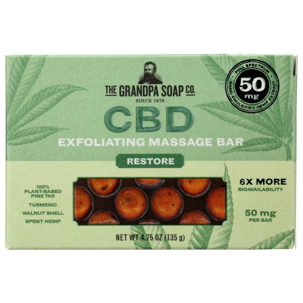THE GRANDPA SOAP CO: Cbd Exfoliating Massage Bar Restore, 4.75 oz