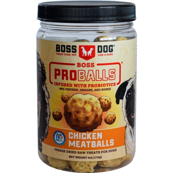 BOSS DOG BRAND INC: Proballs Chicken Meatball Freeze Dried Raw Dog Treat, 6 oz