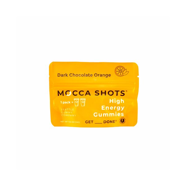 SEATTLE GUMMY COMPANY: Mocca Shots High Energy Gummies Dark Chocolate Orange 2Pk, 1 oz