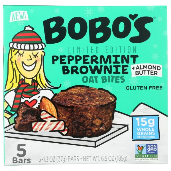 BOBOS OAT BARS: Peppermint Brownie Oat Bites 5ct, 6.5 oz