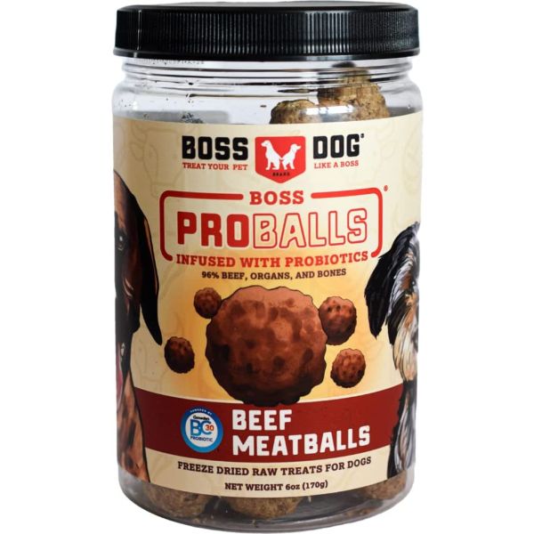 BOSS DOG BRAND INC: Proballs Beef Meatball Freeze Dried Raw Dog Treat, 6 oz