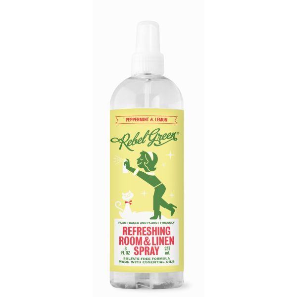 REBEL GREEN: Refreshing Room And Linen Spray Peppermint And Lemon Scent, 8 fo