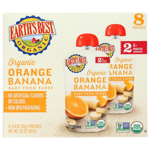 EARTHS BEST: Organic Orange Banana Puree S2 8Pk, 32 oz