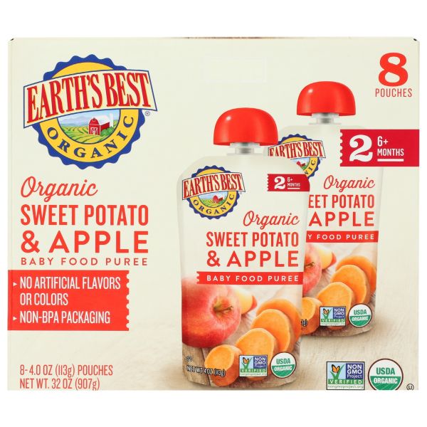 EARTHS BEST: Organic Sweet Potato and Apple Puree S2 8Pk, 32 oz
