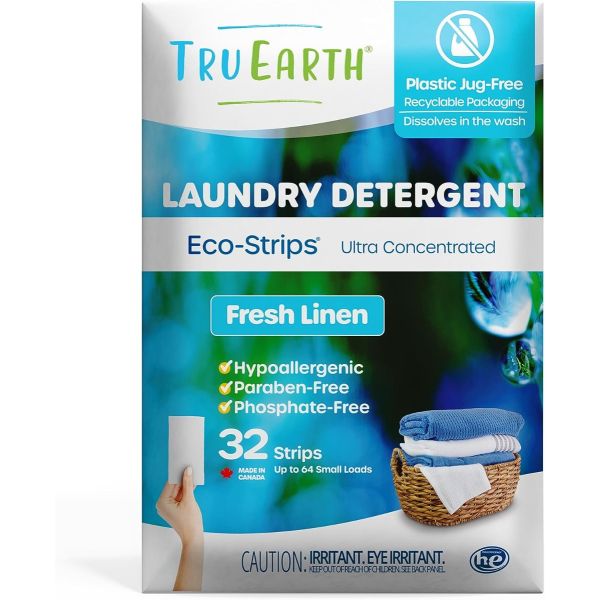 TRU EARTH: Eco Strips Laundry Detergent Fresh Linen, 32 ea