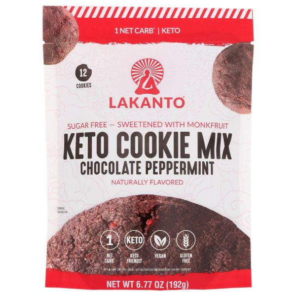 LAKANTO: Chocolate Peppermint Keto Cookie Mix, 6.77 oz