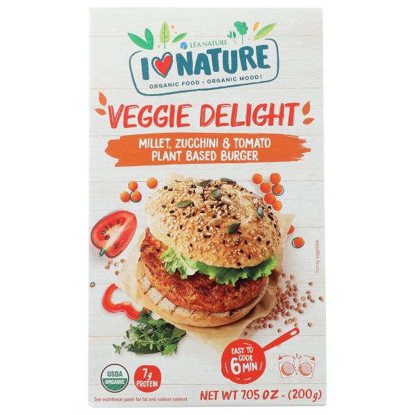 I LOVE NATURE: Millet, Zucchini and Tomato Plant Based Burger, 7.05 oz