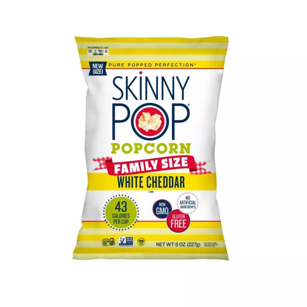 SKINNY POP: Popcorn White Cheddar Family Size, 8 OZ