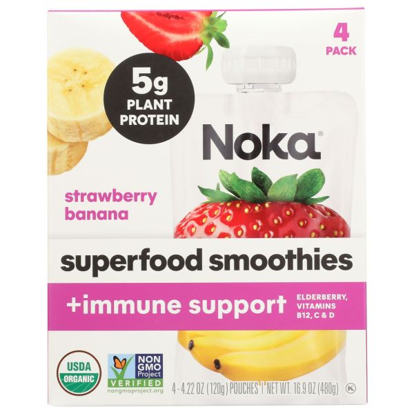 NOKA: Strawberry Banana Superfood Smoothie Immunity Boost, 16.9 oz