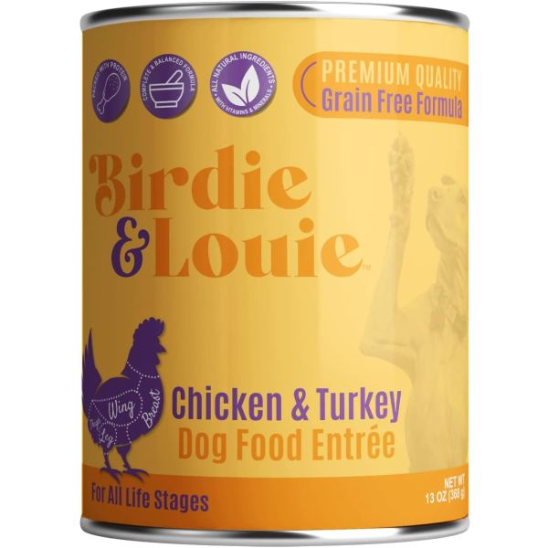 BIRDIE & LOUIE: Wet Dog Food Real Chicken and Turkey, 13 oz
