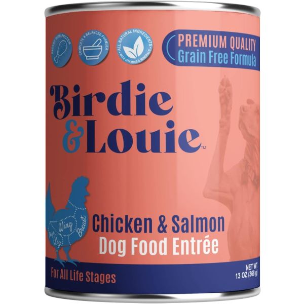 BIRDIE & LOUIE: Wet Dog Food Real Chicken and Salmon, 13 oz