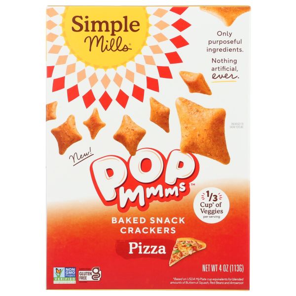 SIMPLE MILLS: Baked Snack Crackers Pizza, 4 oz
