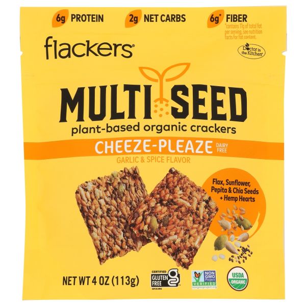 FLACKERS: Multi Seed Crackers Cheeze-Pleaze, 4 oz