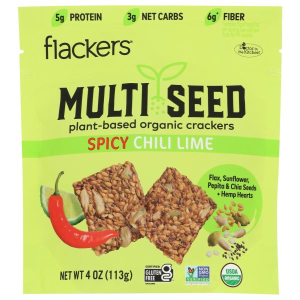 FLACKERS: Multi Seed Crackers Spicy Chili Lime, 4 oz