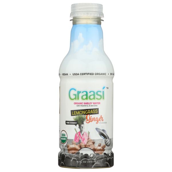 GRAASI: Lemongrass Ginger Barley Grass Water, 16 fo