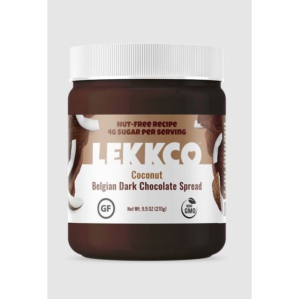 LEKKCO: Coconut Belgian Dark Chocolate Spread, 9.5 oz