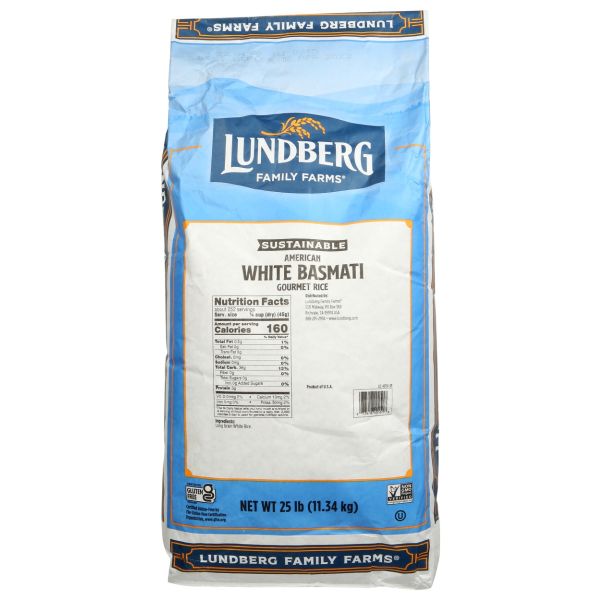 LUNDBERG: Premium White Basmati Rice, 25 lb