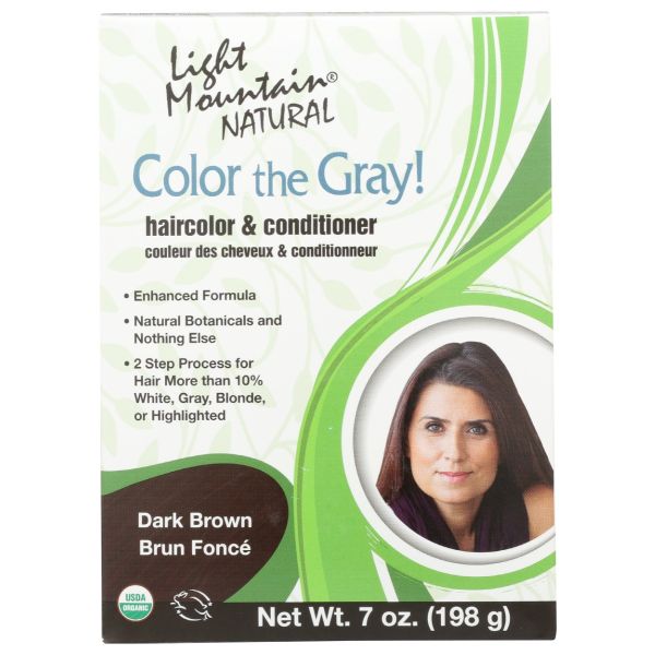 LIGHT MOUNTAIN: Color the Gray Natural Haircolor and Conditioner Dark Brown, 7 oz