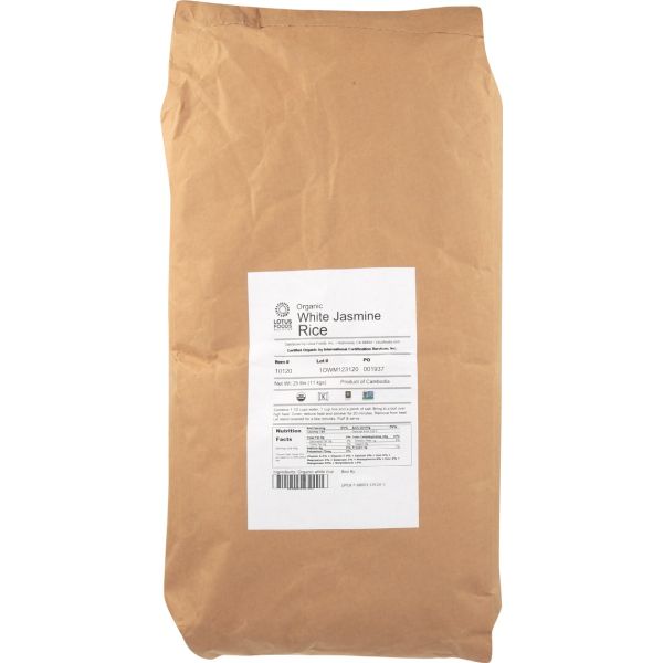 LOTUS FOODS: Organic White Jasmine Rice, 25 lb