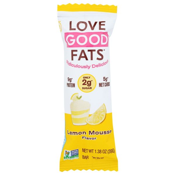 LOVE GOOD FATS: Lemon Mousse Keto Bar, 1.38 oz