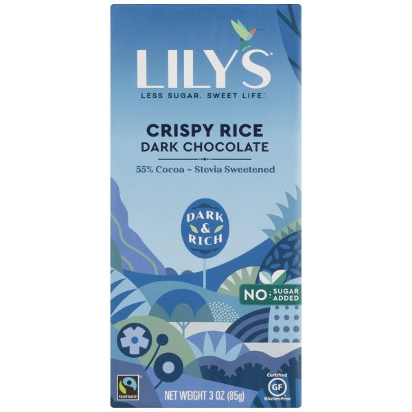 LILYS: Crispy Rice Dark Chocolate with Stevia, 3 oz