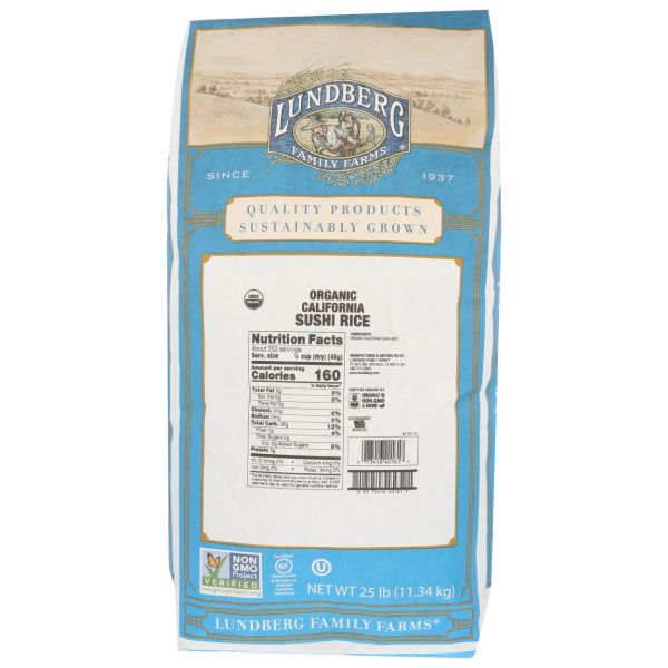 LUNDBERG: Organic California Sushi Rice, 25 lb