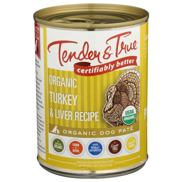 TENDER AND TRUE: Organic Turkey and Liver Canned Dog Food, 12.5 oz