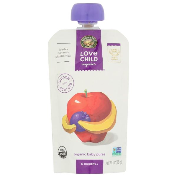 LOVE CHILD ORGANICS: Superblends Apples Bananas Blueberries Puree, 4 oz