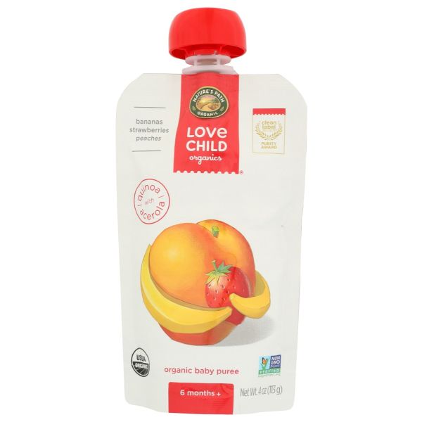 LOVE CHILD ORGANICS: Superblends Bananas Strawberries Peaches Puree, 4 oz