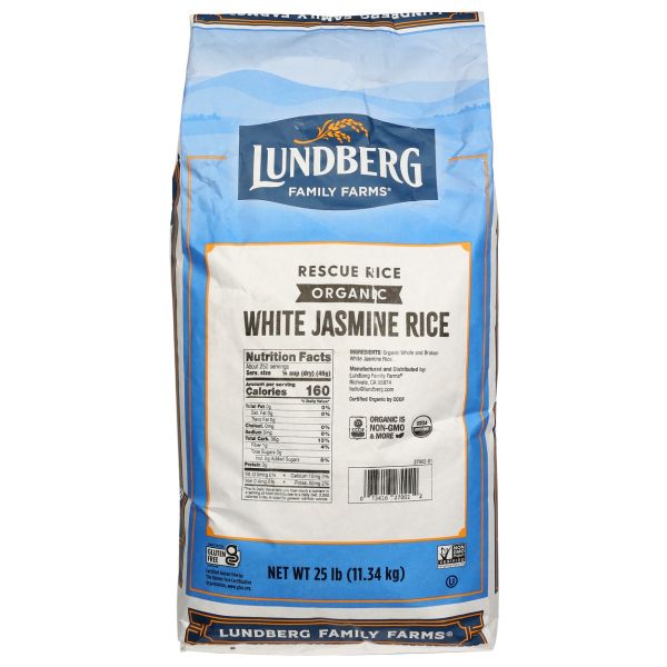 LUNDBERG: Organic White Jasmine Rescue Rice, 25 lb