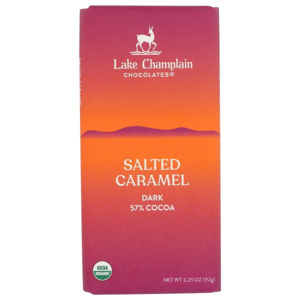 LAKE CHAMPLAIN CHOCOLATES: Salted Caramel Dark Chocolate Bar, 3.25 oz