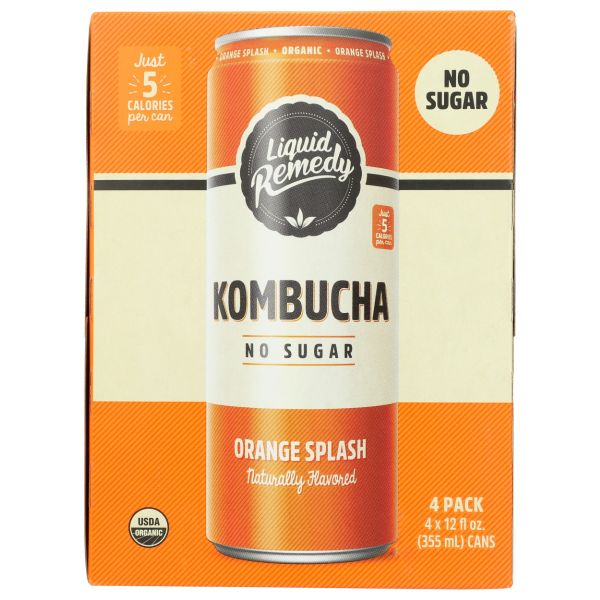 LIQUID REMEDY: Orange Splash Kombucha 4 Count, 48 fo