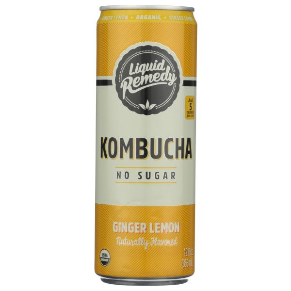 LIQUID REMEDY: Ginger Lemon Kombucha, 12 fo