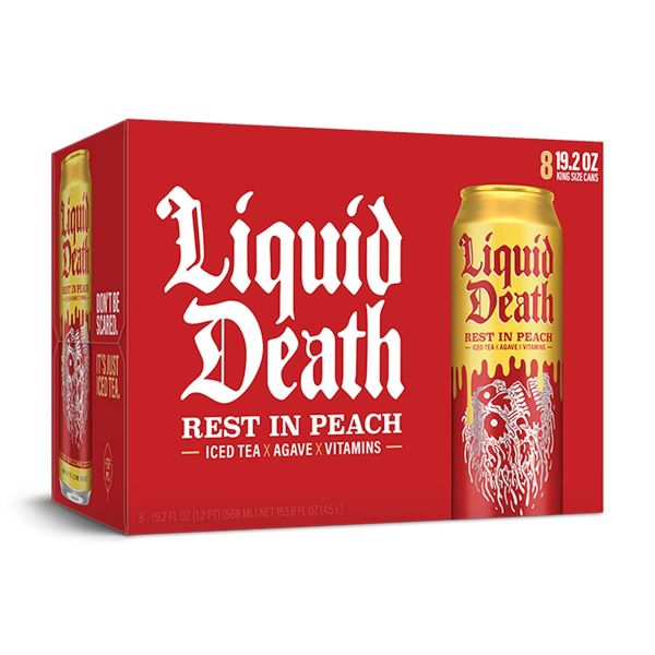LIQUID DEATH: Rest In Peach Iced Tea 8pk, 153.6 fo