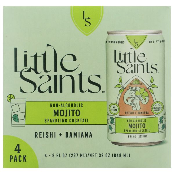  LITTLE SAINTS: Non Alcoholic Mojito Sparkling Cocktail 4 Count, 32 fo