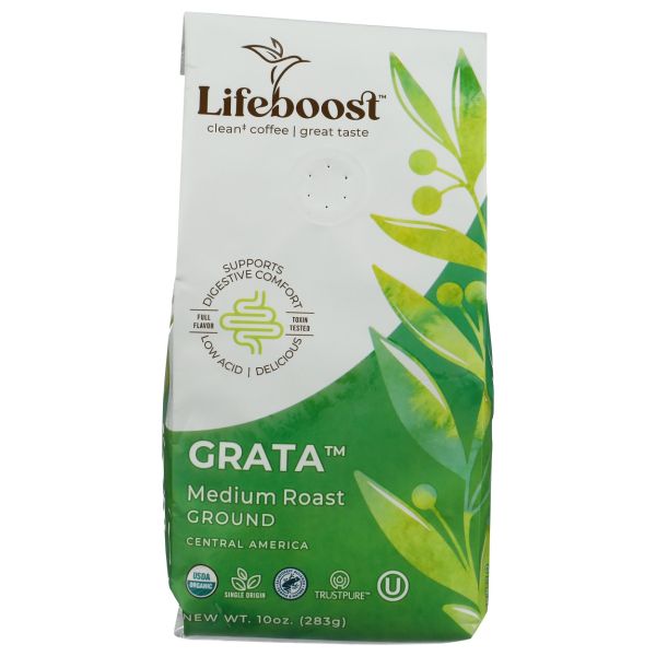 LIFEBOOST: Grata Medium Roast Ground Coffee, 10 oz