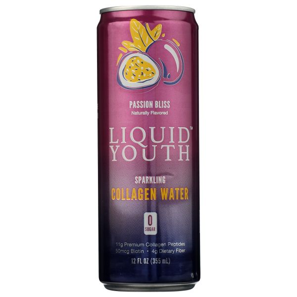 LIQUID YOUTH: Passion Bliss Sparkling Collagen Water, 12 fo
