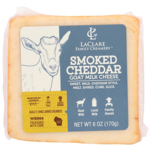 LACLARE FARMS: Smoked Cheddar Goat Milk Cheese, 6 oz