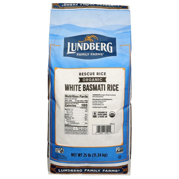 LUNDBERG: Organic White Basmati Rescue Rice, 25 lb